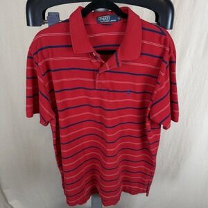 Polo‎ Ralph Lauren Men's Polo Shirt XL Red W/ Blue Stripe Short Sleeve Classic